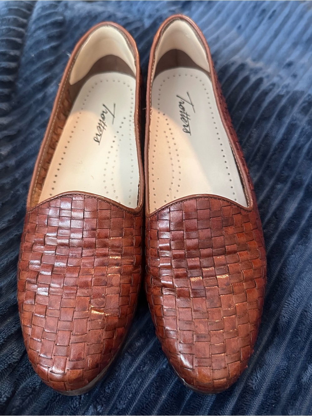 Trotters Women's Woven Leather Slip-On Loafers - Cognac Brown